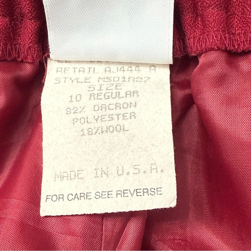 Napa‎ Studio Women's Lined Straight Leg Pants, Side Pockets, Maroon, Size 10